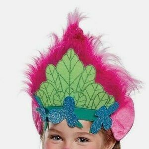 Troll Headband Hair Fuzzy Pink Green Poppy Kids